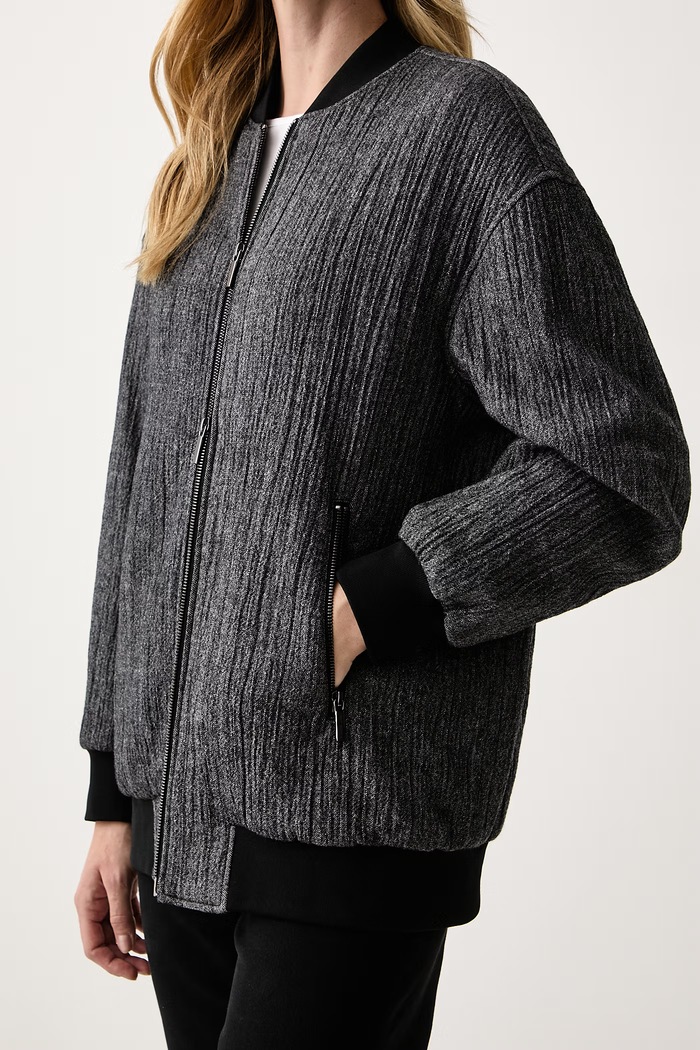 Giacca bomber da donna con misto lana Armani Exchange XW003141.AF26090 grigio
