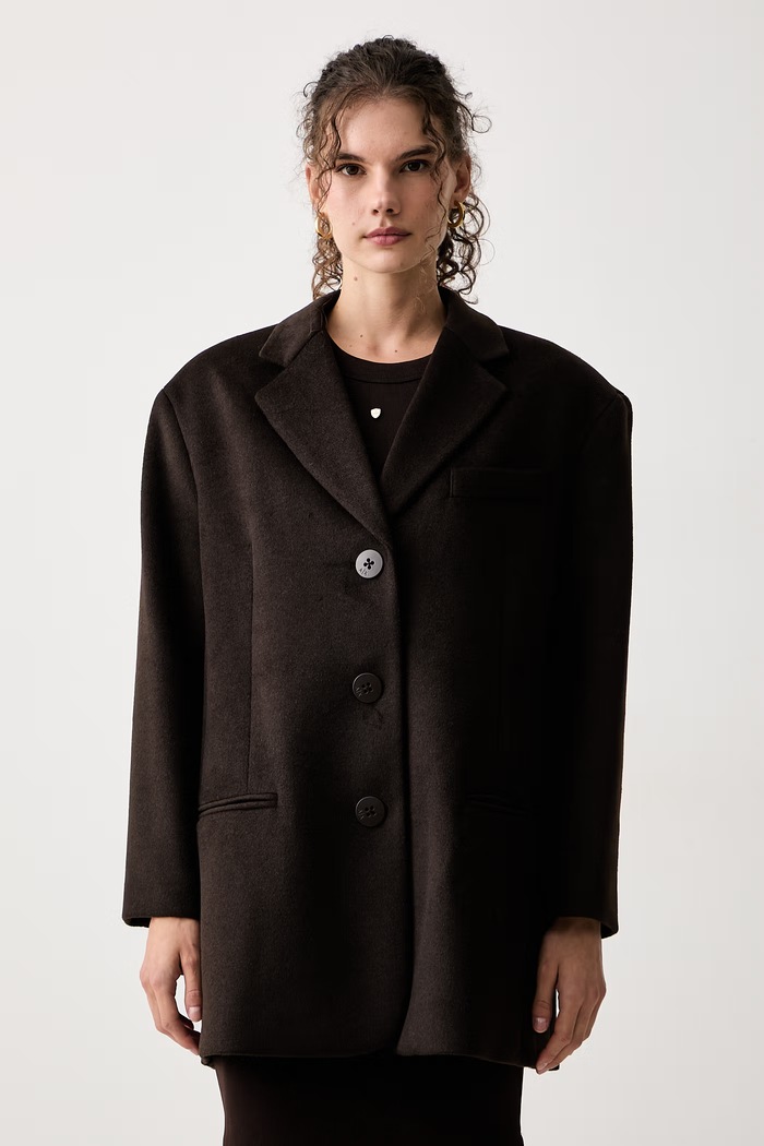 Armani Exchange Kratki kaput za žene s dodatkom vune smeđa XW003139.AF26076