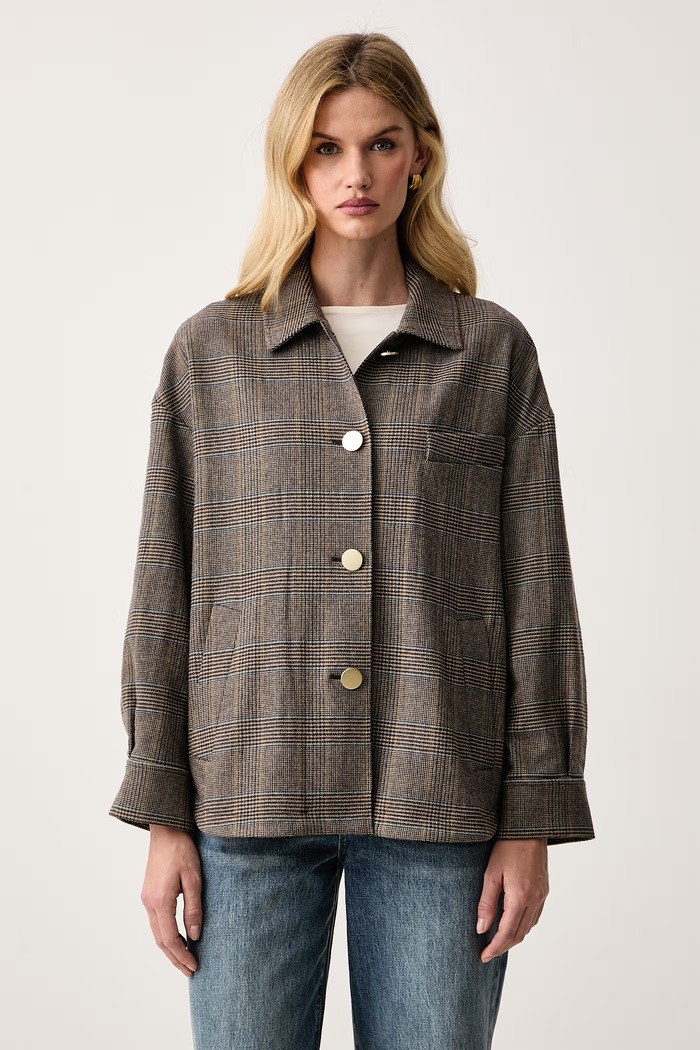 Armani Exchange Oversize jakna za žene s vunom smeđa XW002922.AF26084