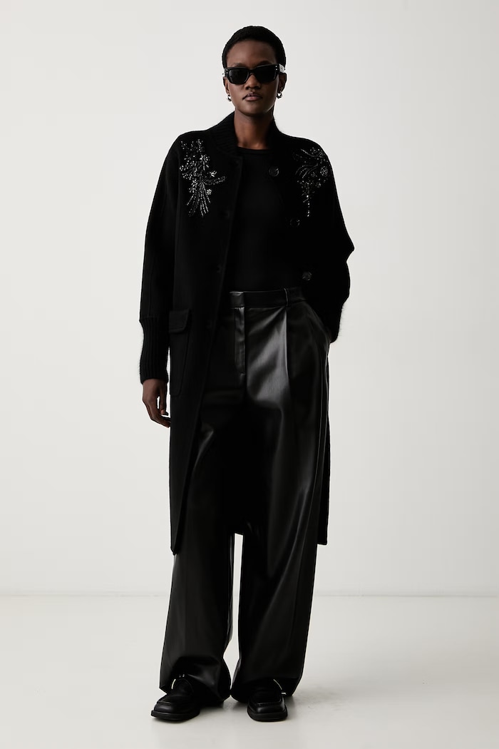 ERMANNO Firenze Płaszcz damski z wełną D49ED008EY4 czarny AW26
