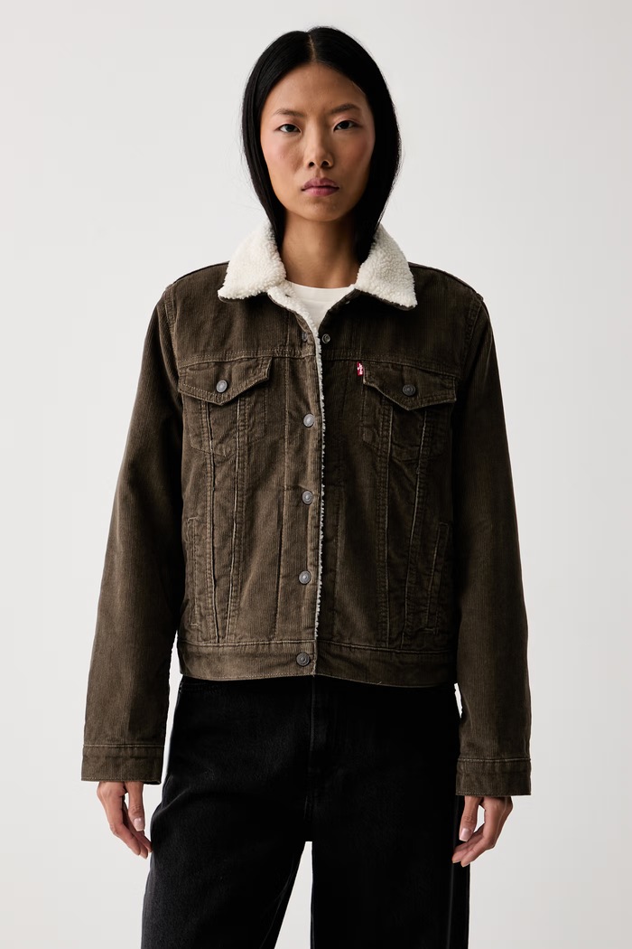 Levi's късо яке дамско от джинс ORIGINAL SHERPA зелен 36136.0148