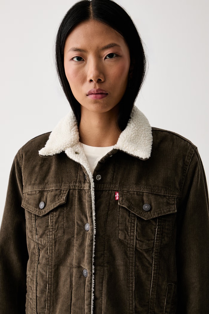 Levi's късо яке дамско от джинс ORIGINAL SHERPA зелен 36136.0148