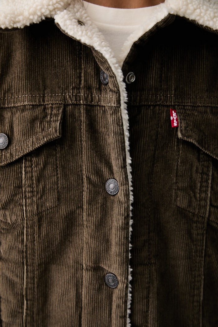 Levi's късо яке дамско от джинс ORIGINAL SHERPA 36136.0148 зелен