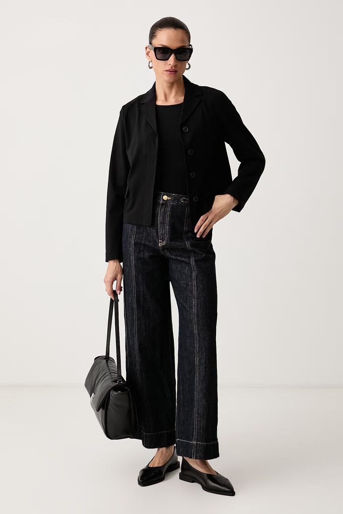 United Colors of Benetton Dvoredni suknjič ženski z viskozo 27CKDW03V črna AW26