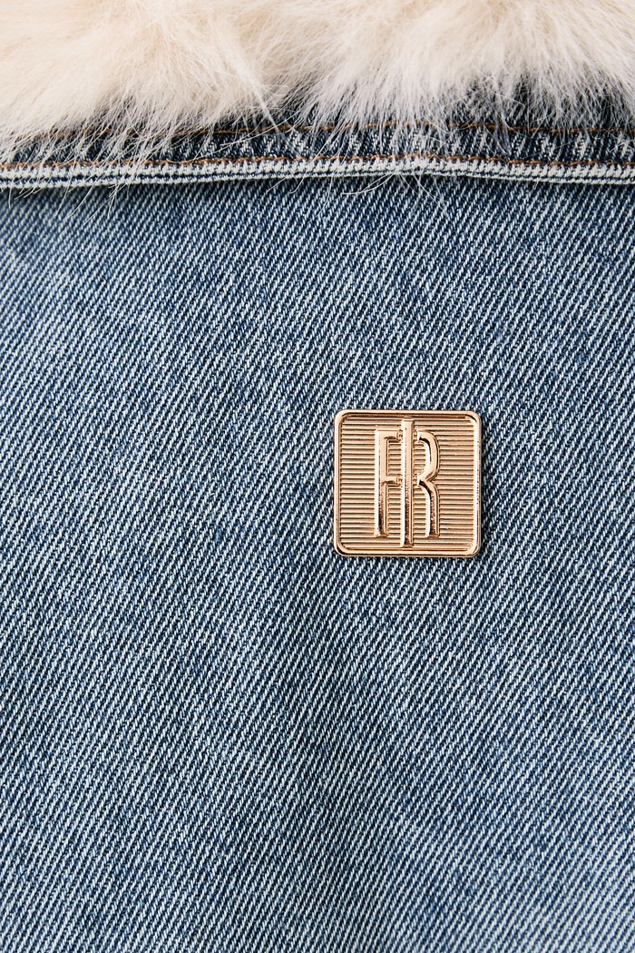Kurtka damska jeansowa Fracomina granatowy FP26WJ4002D40904