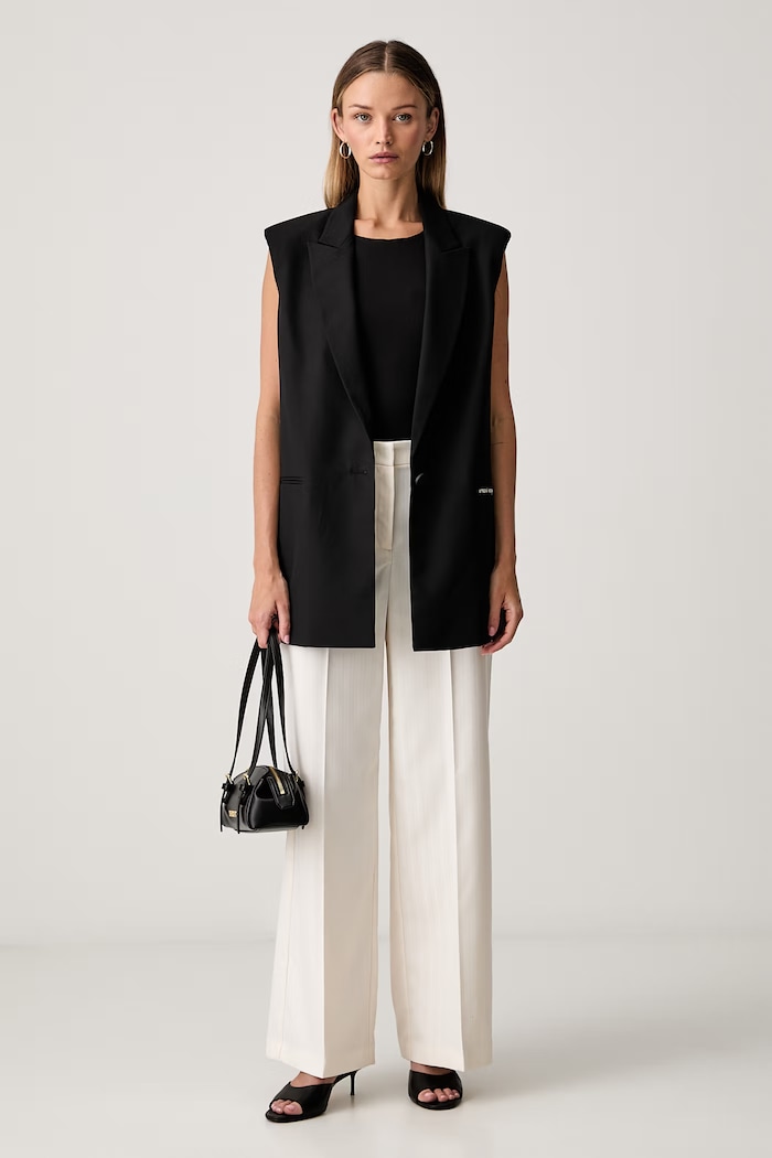 Armani Exchange kamizelka jednorzędowa damska z dodatkiem wełny XW002463.AF26067 czarny AW26