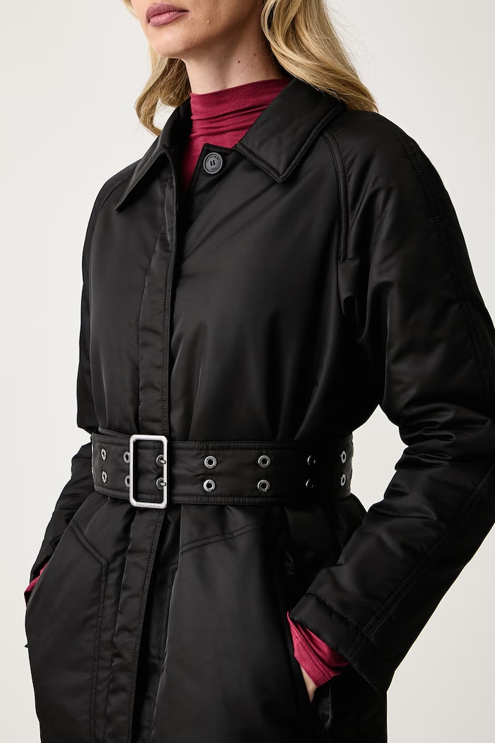 Długa kurtka damska Trussardi F008A000490N czarny