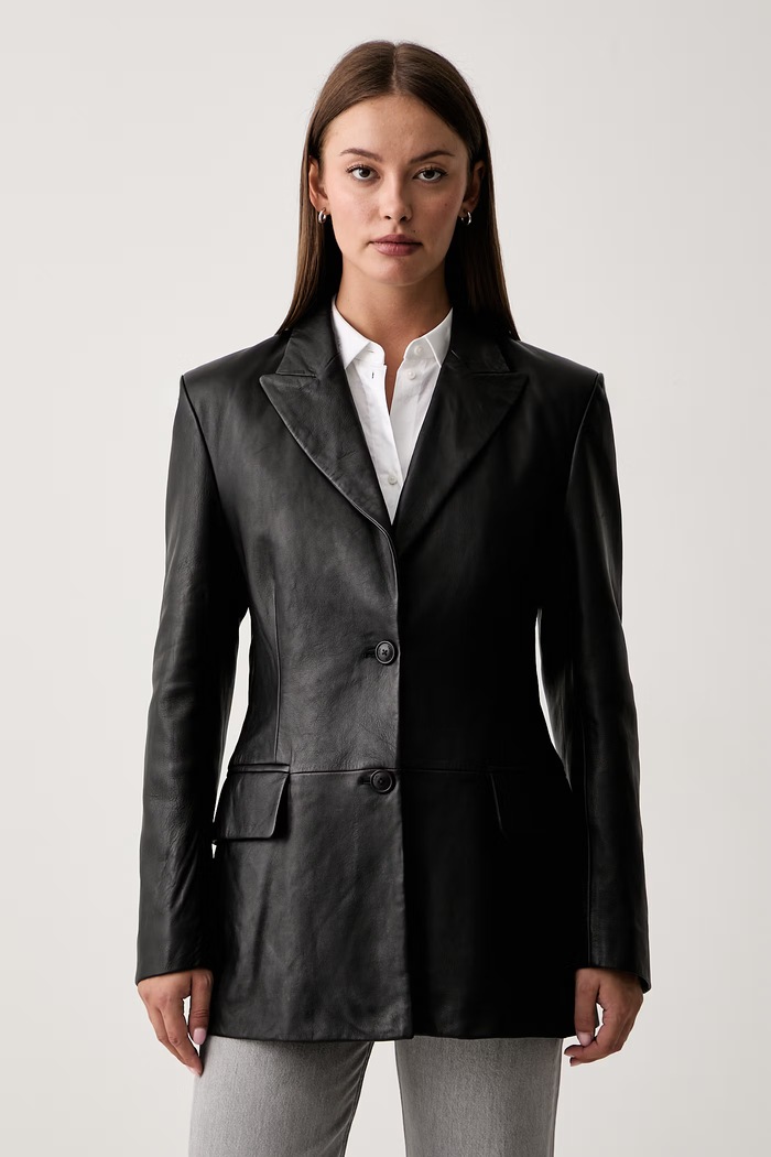 Trussardi kurtka koszulowa damska skórzana czarny Q005A000435N