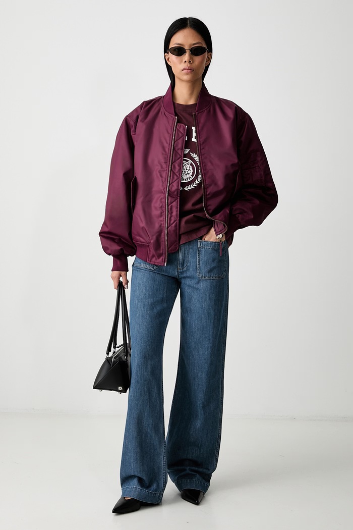 Anine Bing LEON bomber jakna za žene A.01.10490.BGN28 bordo AW26