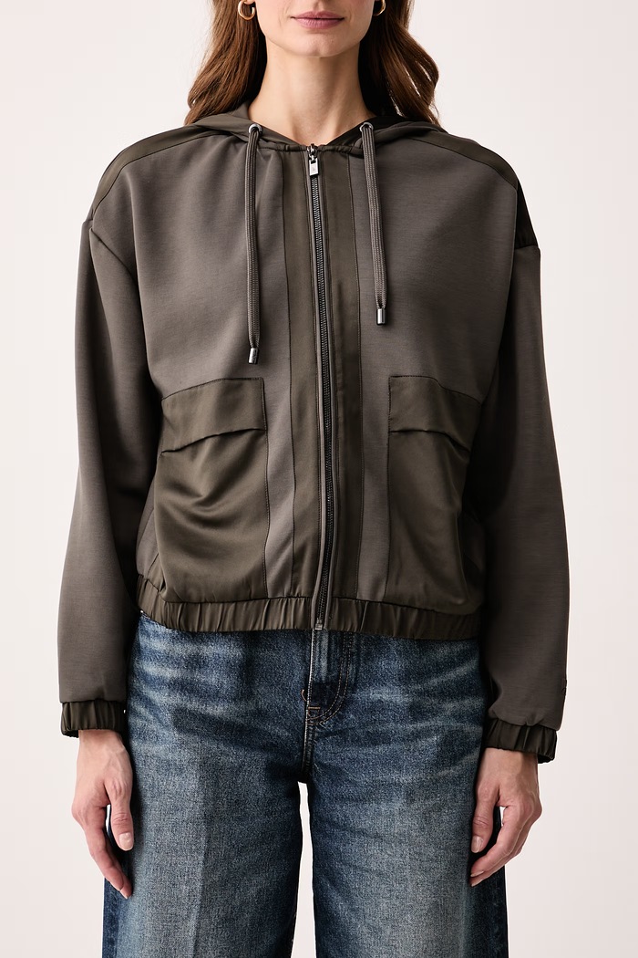 Bluza rozpinana z kapturem damska z wiskozą Joseph Ribkoff 263624 zielony