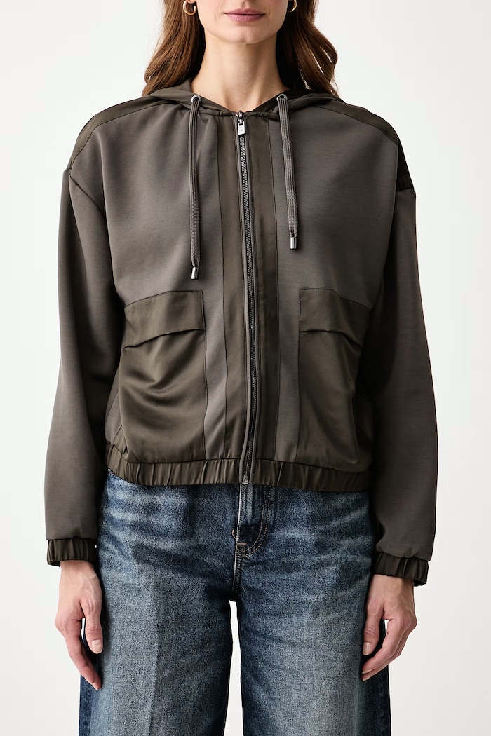 Bluza rozpinana z kapturem damska z wiskozą Joseph Ribkoff 263624 zielony