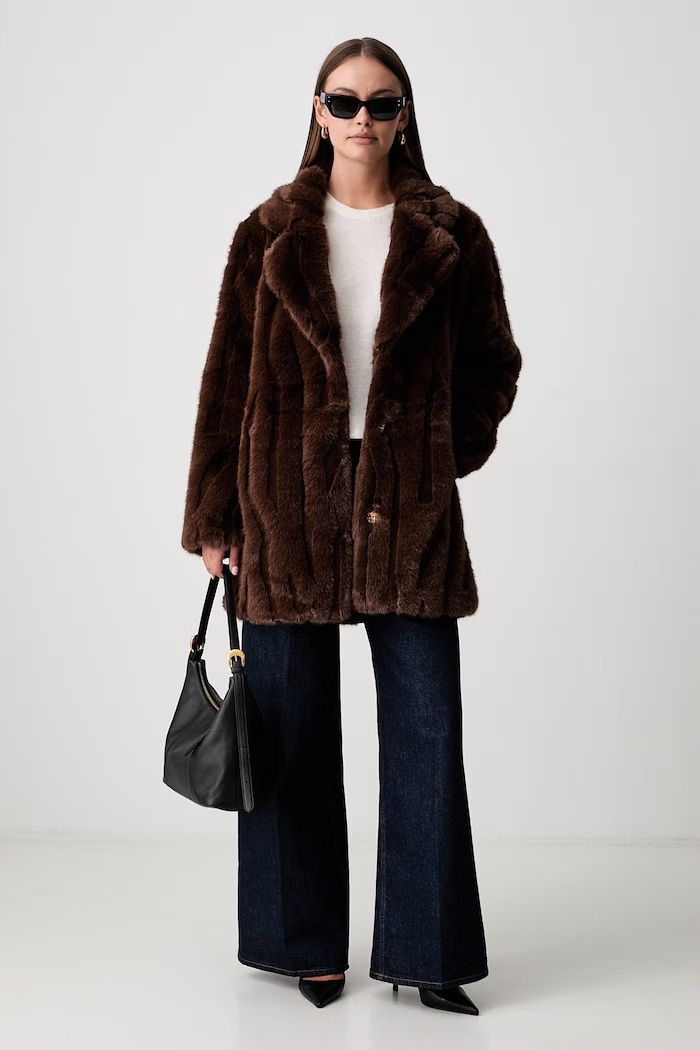 Joseph Ribkoff cappotto in pelliccia sintetica da donna 263916 marrone AW26
