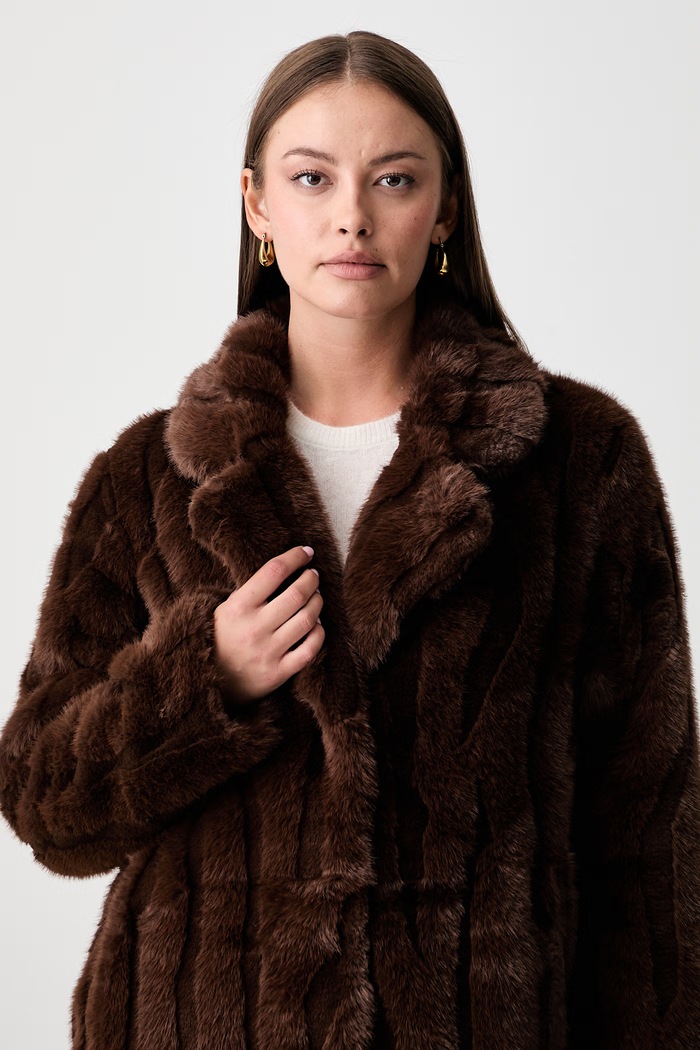 Joseph Ribkoff cappotto in pelliccia sintetica da donna marrone 263916