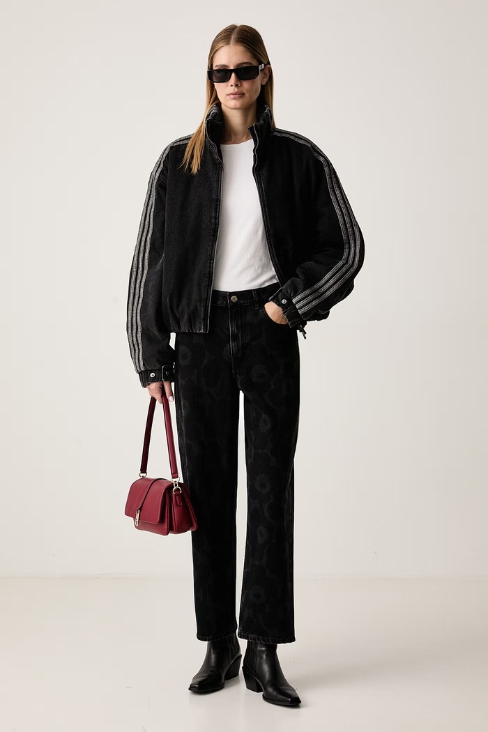 adidas Originals Prechodná bunda dámska rifľová Firebird KT4233 čierna AW26