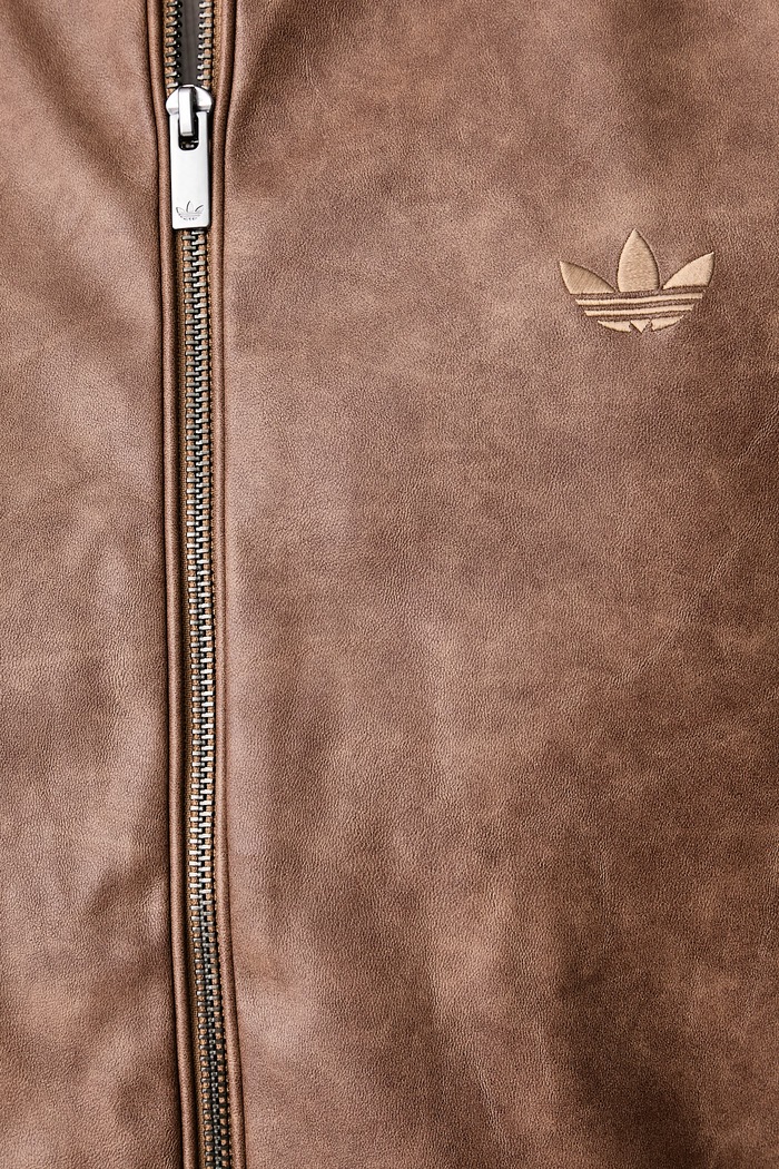 Kurtka damska z imitacji skóry adidas Originals brązowy KR9573
