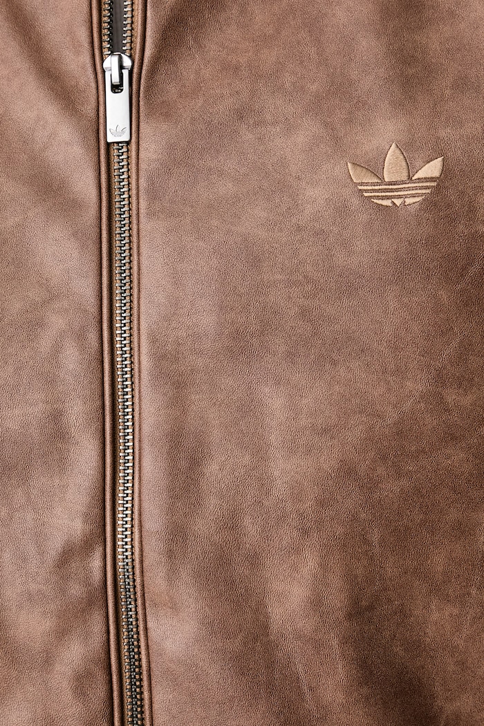 Kurtka damska z imitacji skóry adidas Originals brązowy KR9573