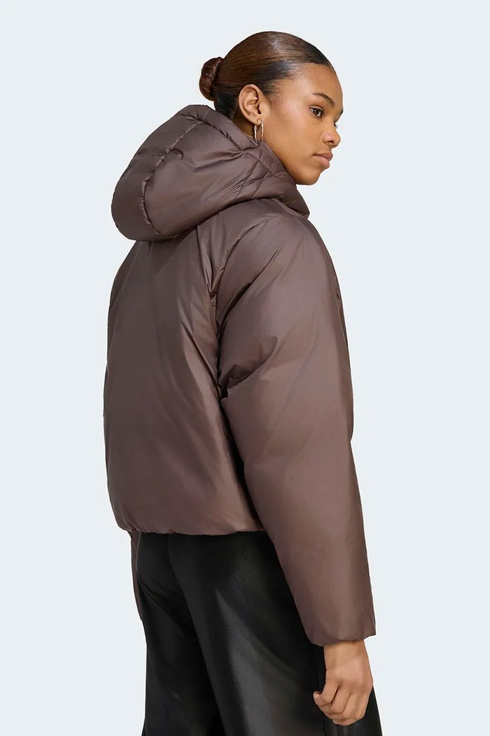 adidas Originals Κοντό μπουφάν γυναικείο Essentials Down Hooded Puffer KR9566 καφέ AW26
