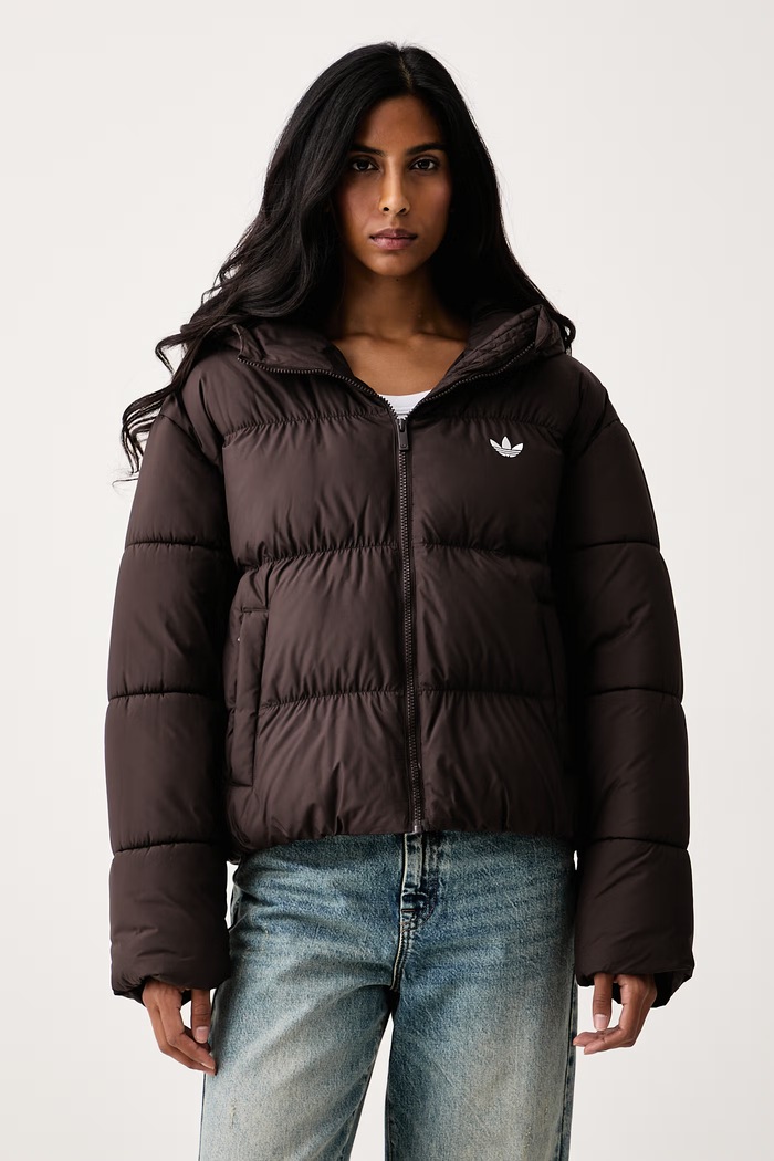 adidas Originals Kratka jakna ženska Hooded Padded rjava KR9559