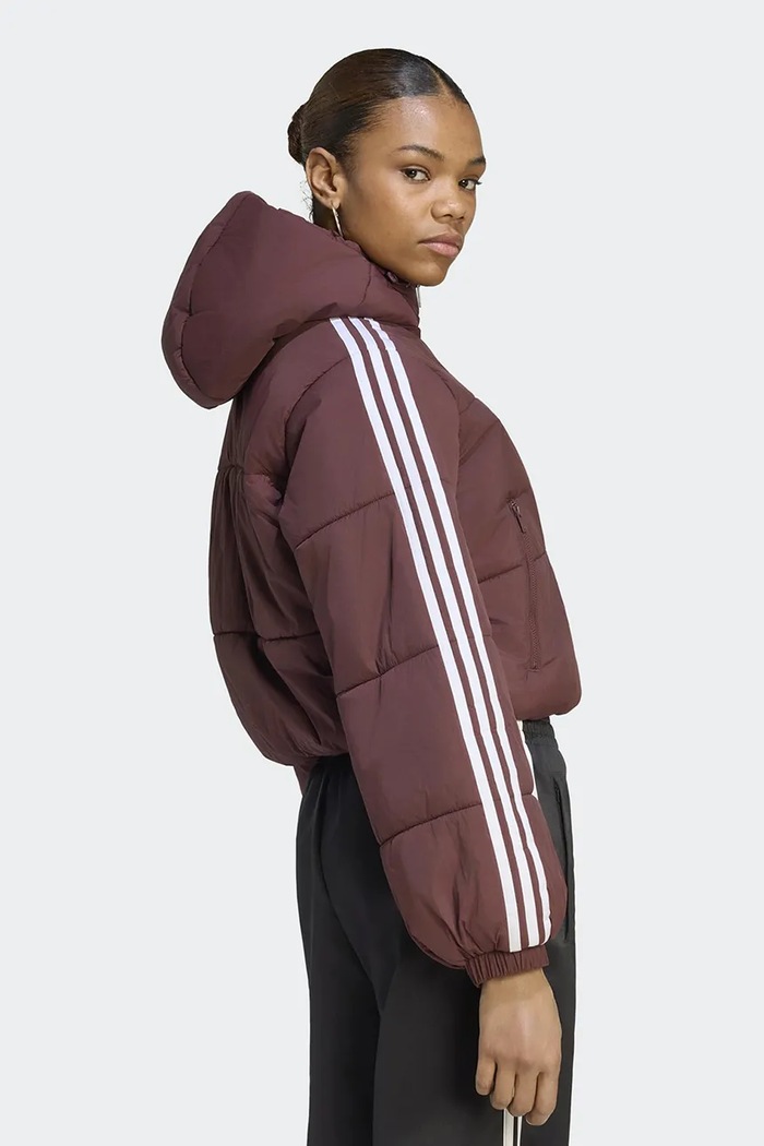 adidas Originals Krátka bunda dámska Adicolor Cropped Hooded Puffer KR9547 burgundské AW26