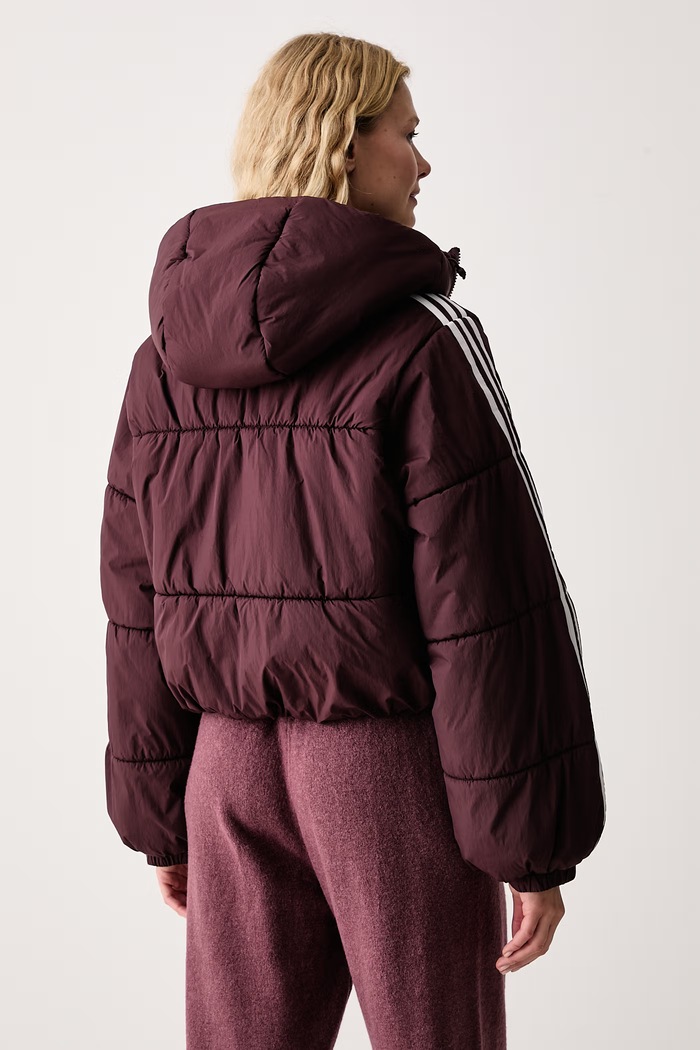 Îmbrăcăminte adidas Originals Jachetă scurtă pentru femei Adicolor Cropped Hooded Puffer KR9547 burgundia