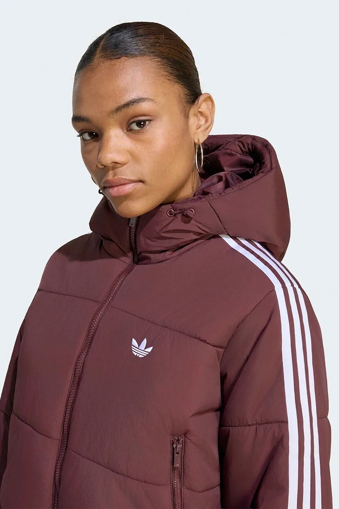 Krátka bunda dámska Adicolor Cropped Hooded Puffer adidas Originals KR9547 burgundské