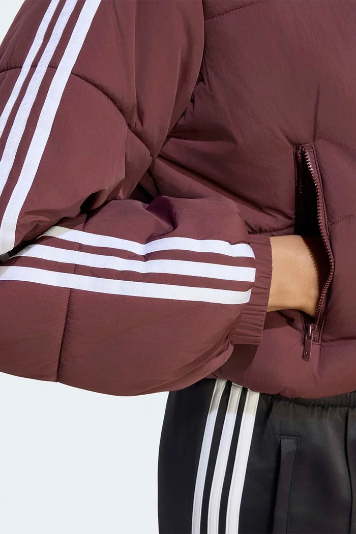 Krátka bunda dámska Adicolor Cropped Hooded Puffer adidas Originals burgundské KR9547