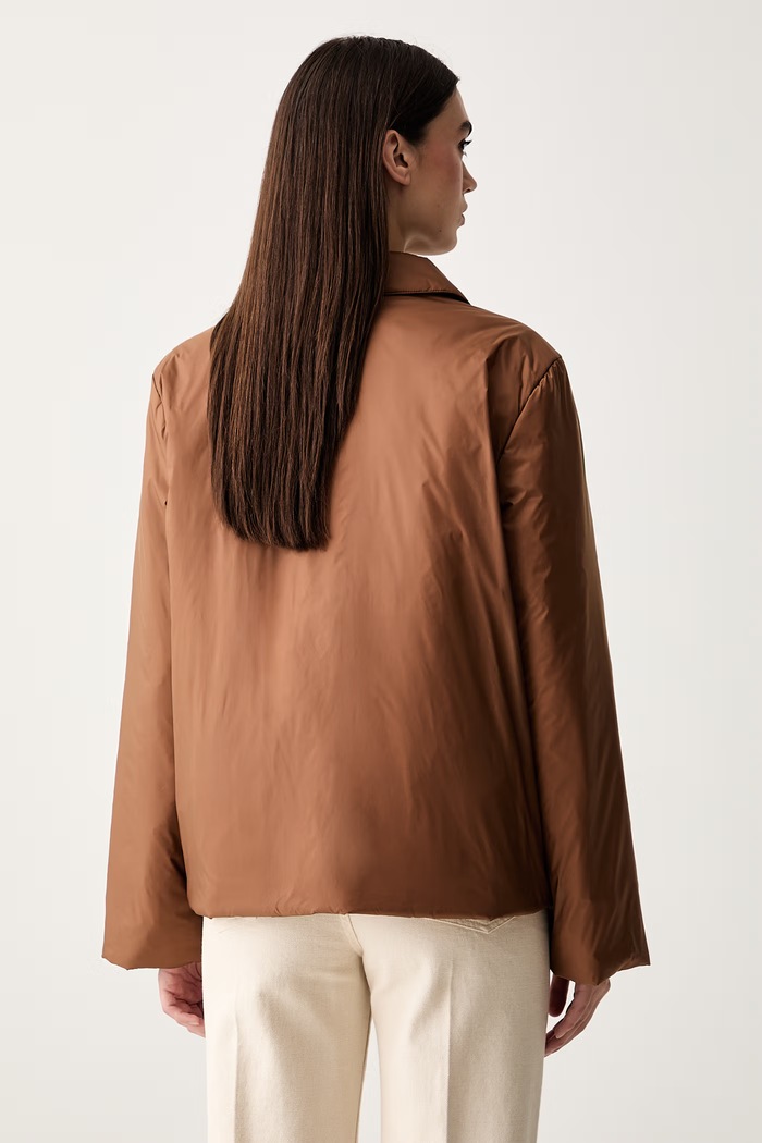 Oblečení MM by Max Mara přechodová bunda dámská MMLPALAZZI 2626486027600 hnědá