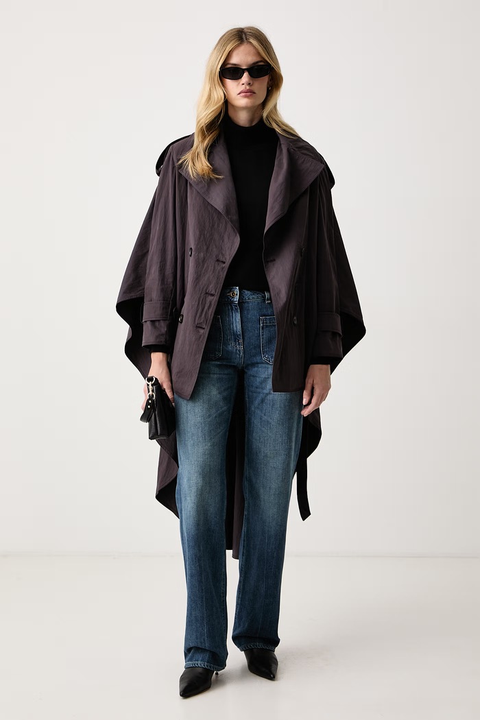 Elisabetta Franchi Trencz damski z bawełną SP01066E2 fioletowy AW26