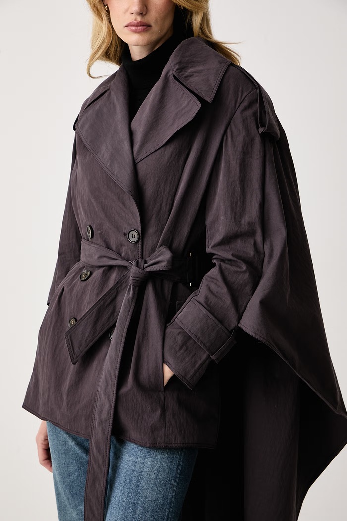 Trencz damski z bawełną Elisabetta Franchi SP01066E2 fioletowy
