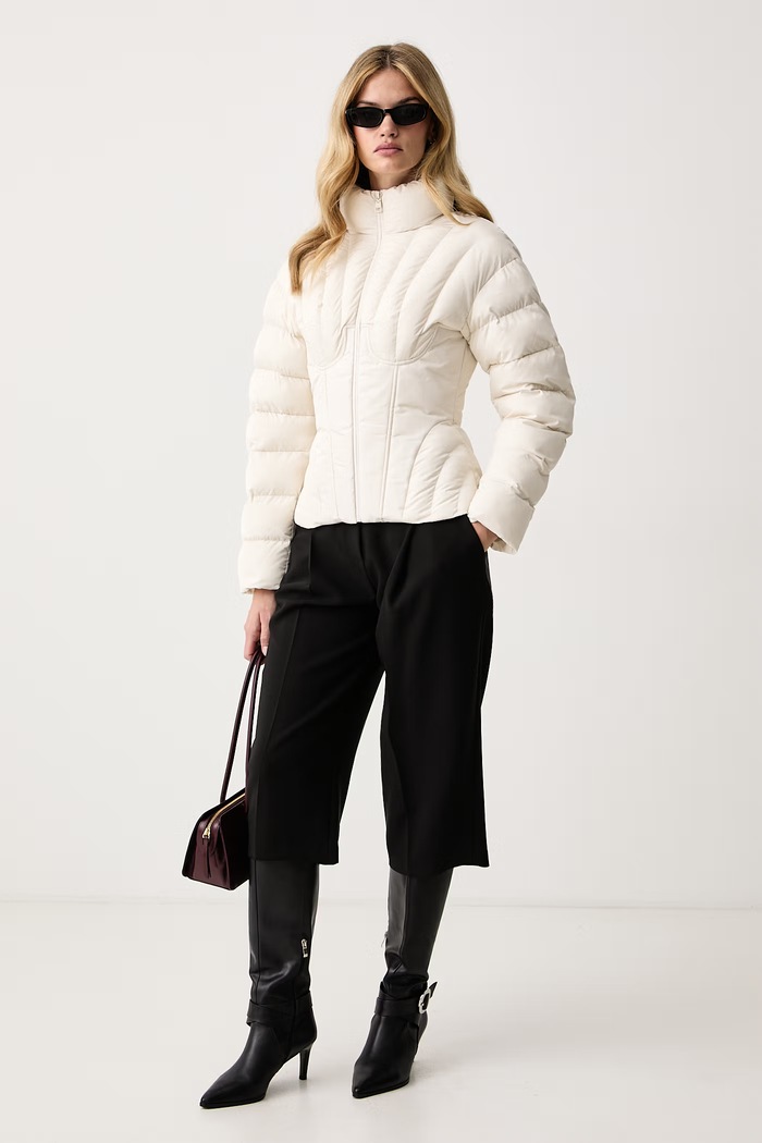 Elisabetta Franchi Kurtka pikowana damska PI95D66E2 beżowy AW26