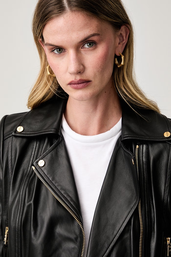 Elisabetta Franchi ramoneska damska skórzana czarny GD01Z66E2