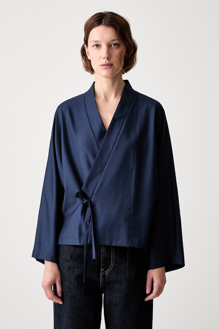 Kenzo marynarka wełniana damska niebieski FG62VE2879TV