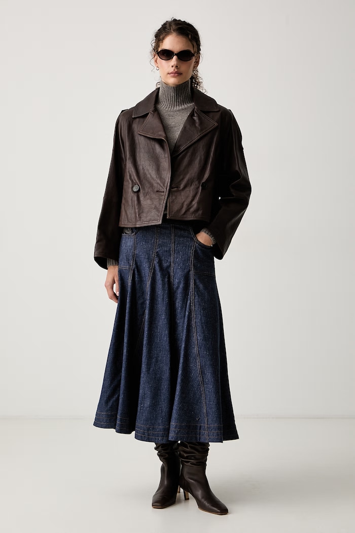 Weekend Max Mara Krótki trencz damski skórzany WKDFELINO 2625446051600 brązowy AW26