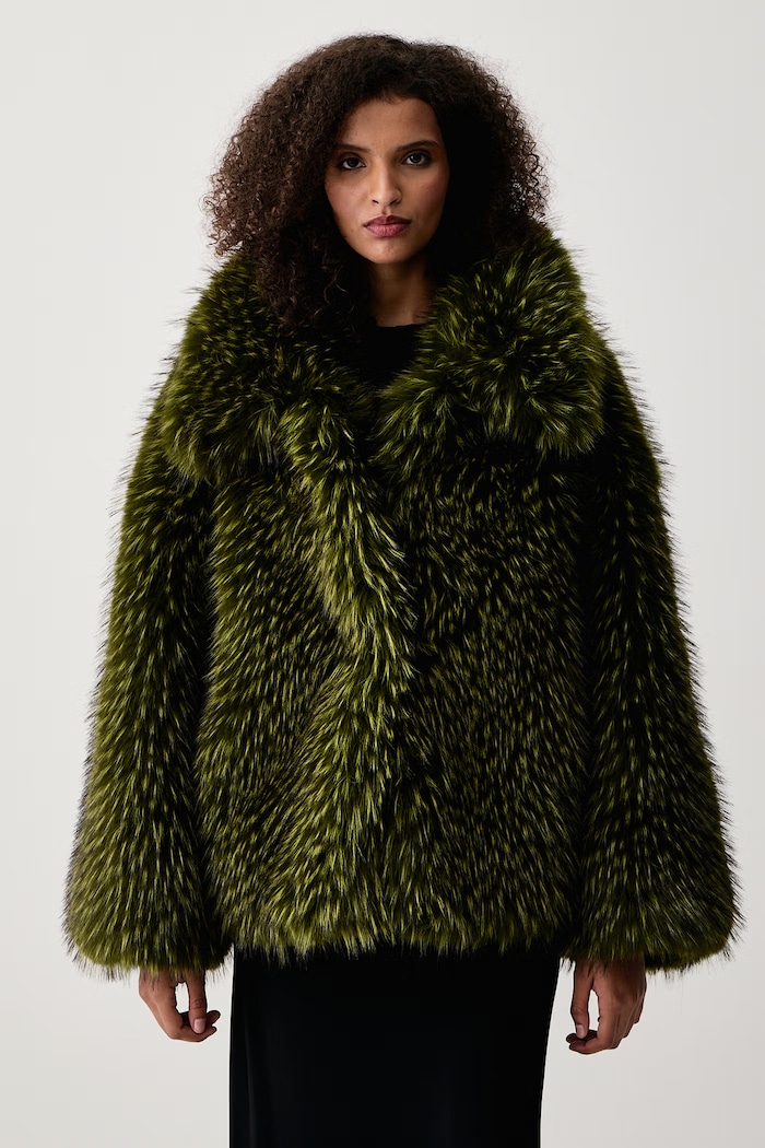 Essentiel Antwerp Płaszcz ze sztucznego futra damski Kastanje zielony Kastanje.FW27