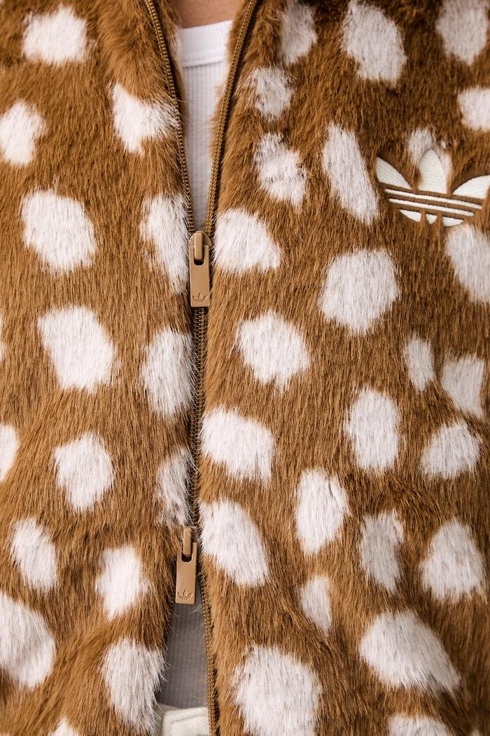 adidas Originals krátka bunda dámska Animal Print Firebird KT2142 hnedá