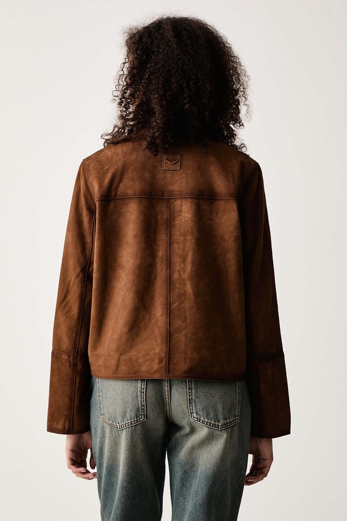 Ρούχα Zadig&Voltaire Μπουφάν γυναικείο δέρμα σουέτ LESSA RWOW01289 καφέ