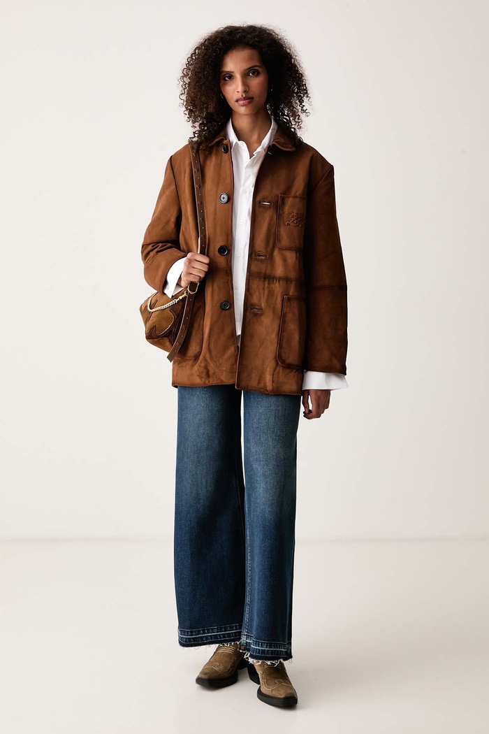 Zadig&Voltaire Μπουφάν γυναικείο δέρμα σουέτ VENEZIA RWOW01284 καφέ AW26