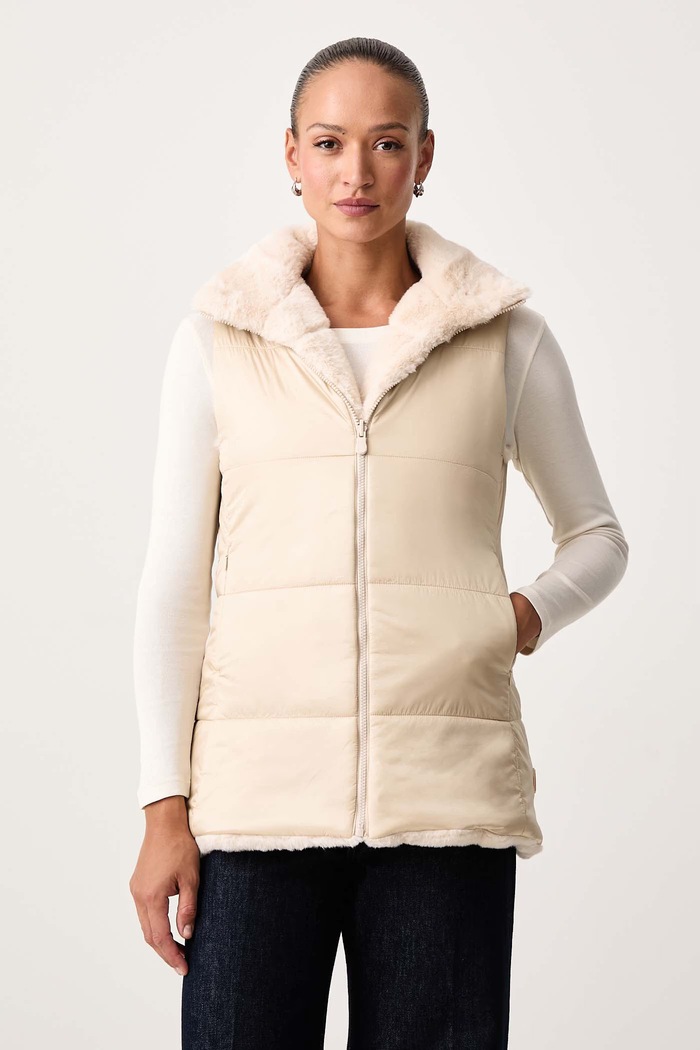 Bezrękawnik dwustronny damski NIVES Save The Duck D82493W.FURY23 beżowy