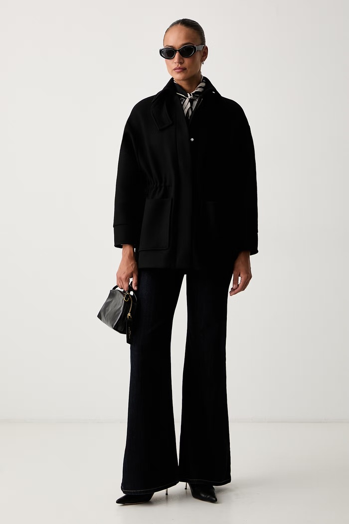 Patrizia Pepe płaszcz damski z wełną 8O0207.C0251 czarny AW26