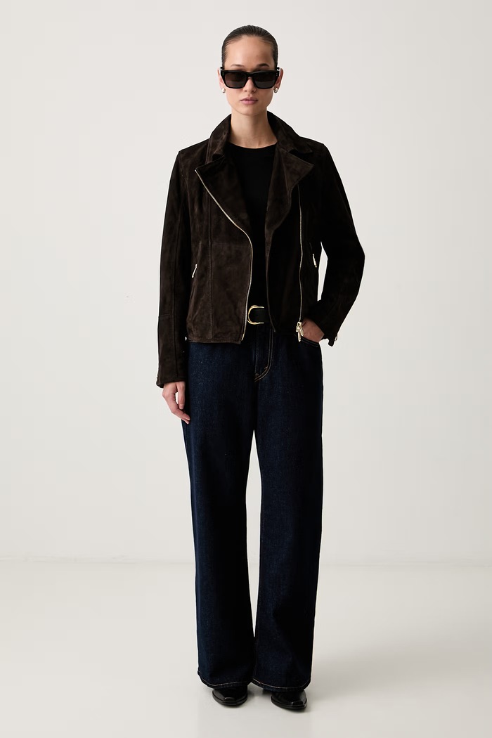 Joop! ramoneska damska zamszowa Luisa 80100674 brązowy AW26