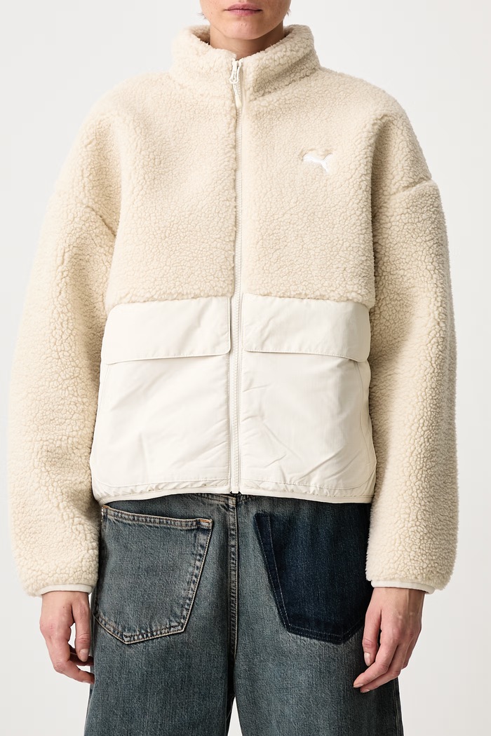Krótka kurtka damska Sherpa Puma beżowy 694567