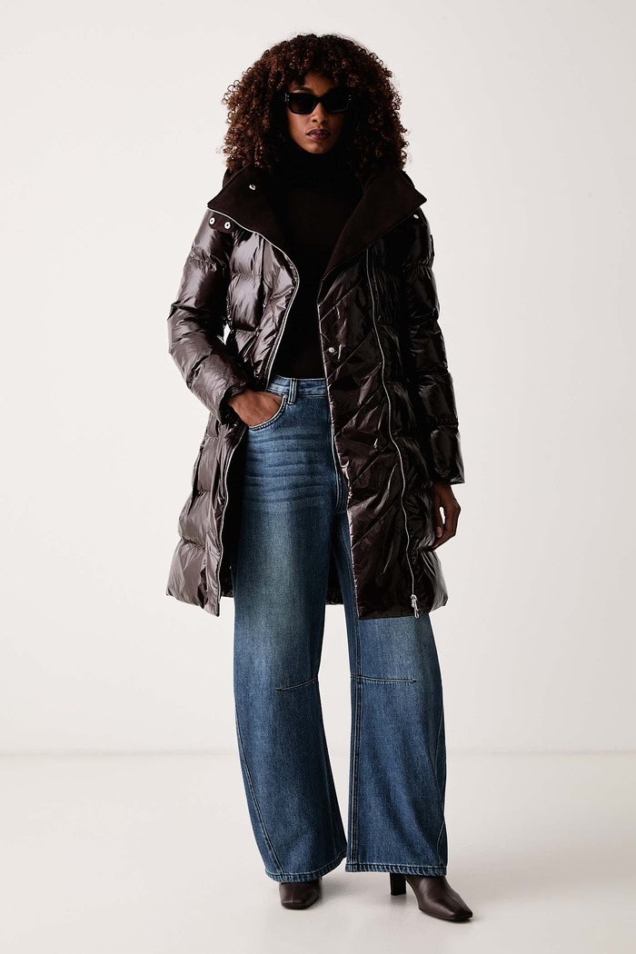 Pinko Μακρύ μπουφάν γυναικείο 107222.A3HC καφέ AW26