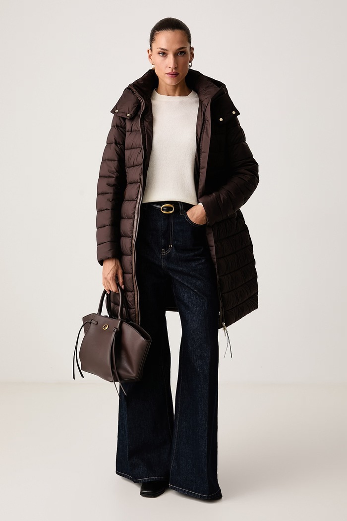 Joop! Długa kurtka damska 30104256 brązowy AW26