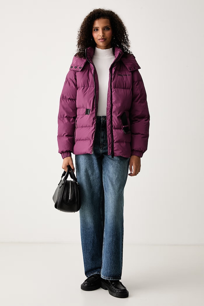 Karl Lagerfeld Jeans Geacă petrecută pentru femei B3W15019 burgundia AW26