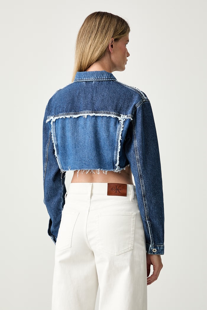 Дрехи Karl Lagerfeld Jeans дънково яке дамско от памук B3W14019 син