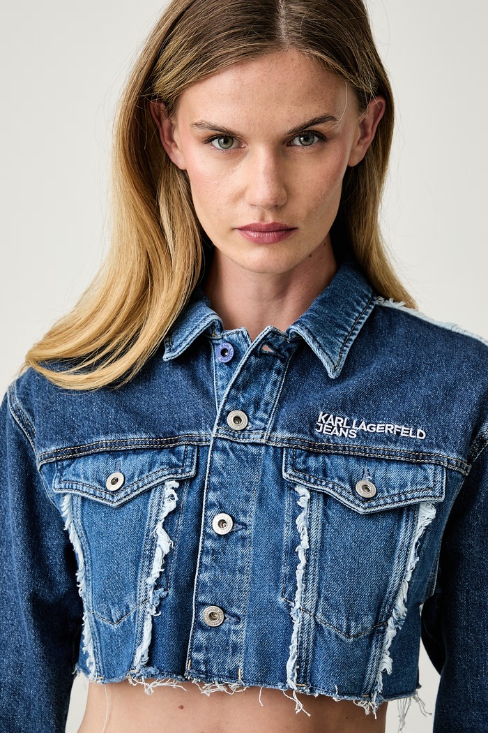 Karl Lagerfeld Jeans дънково яке дамско от памук син B3W14019