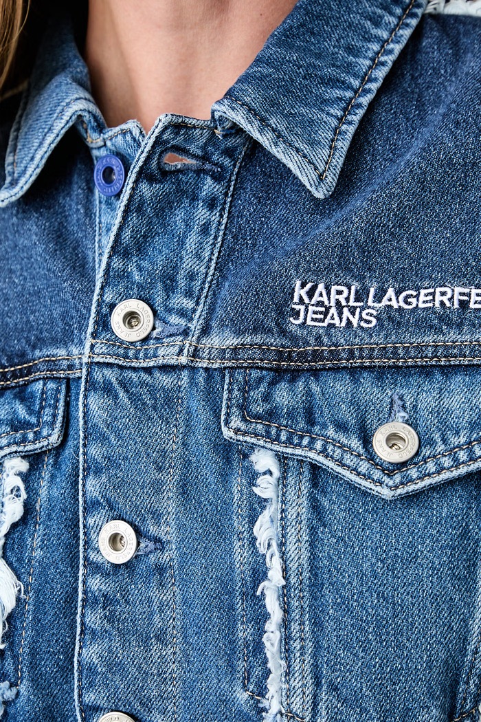 Karl Lagerfeld Jeans дънково яке дамско от памук B3W14019 син