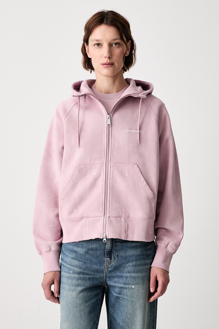 Carhartt WIP W Hooded Painter bluza rozpinana bawełniana damska różowy I036842