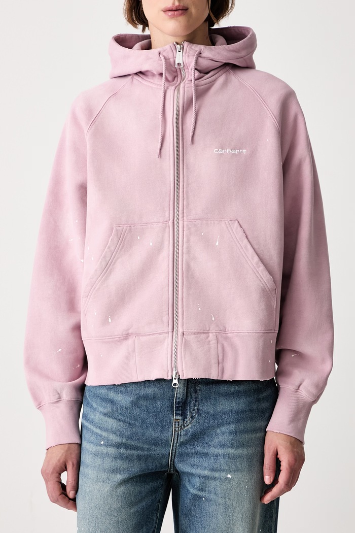 Carhartt WIP W Hooded Painter bluza rozpinana bawełniana damska różowy I036842