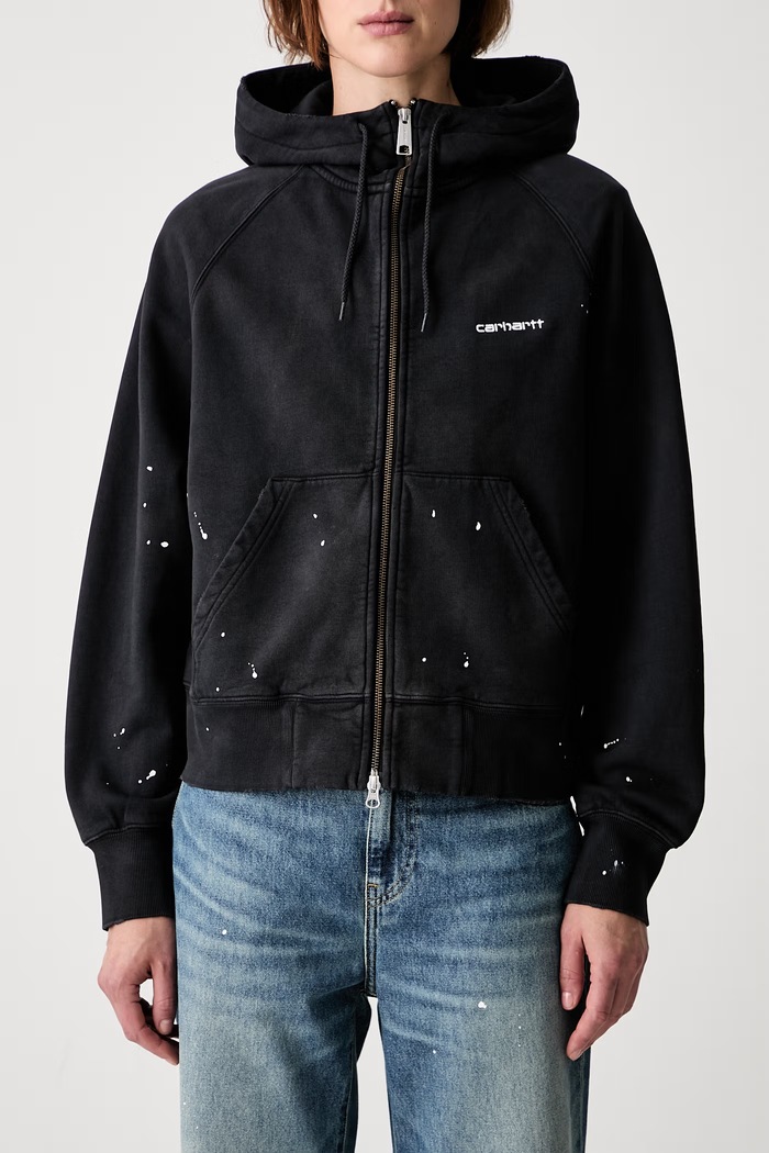 Carhartt WIP W Hooded Painter bluza rozpinana bawełniana damska czarny I036842
